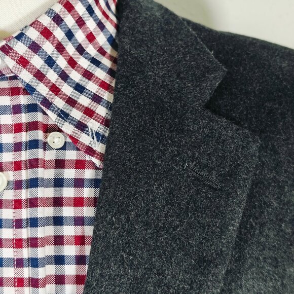 Claiborne Mens Sport Coat Two Button Flannel Wool Silk Cashmere Charcoal BLK 44L - Picture 5 of 14